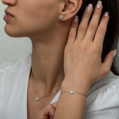 14K Gold Diamond Halo Bracelet — Liora