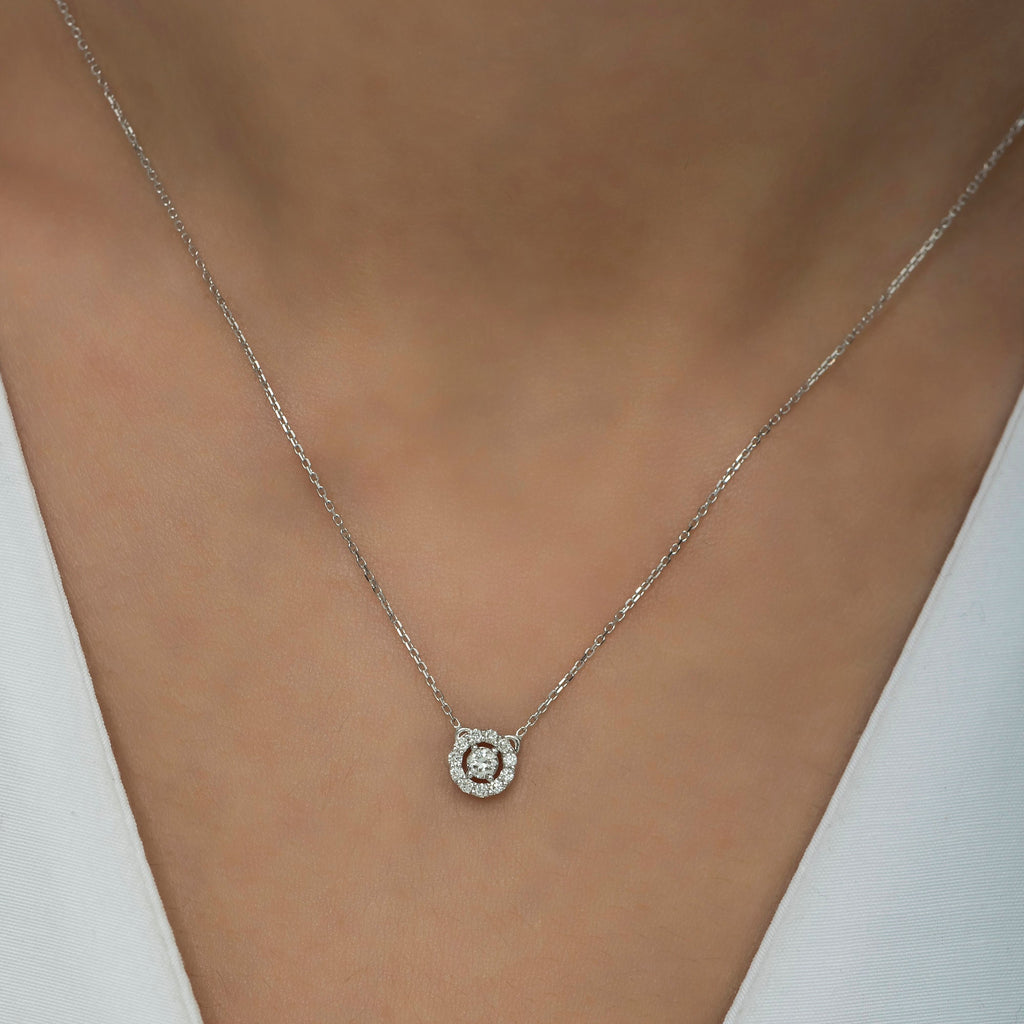 14K Gold Diamond Halo Pendant — Liora