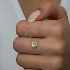 14K Gold Diamond Halo Pendant — Liora