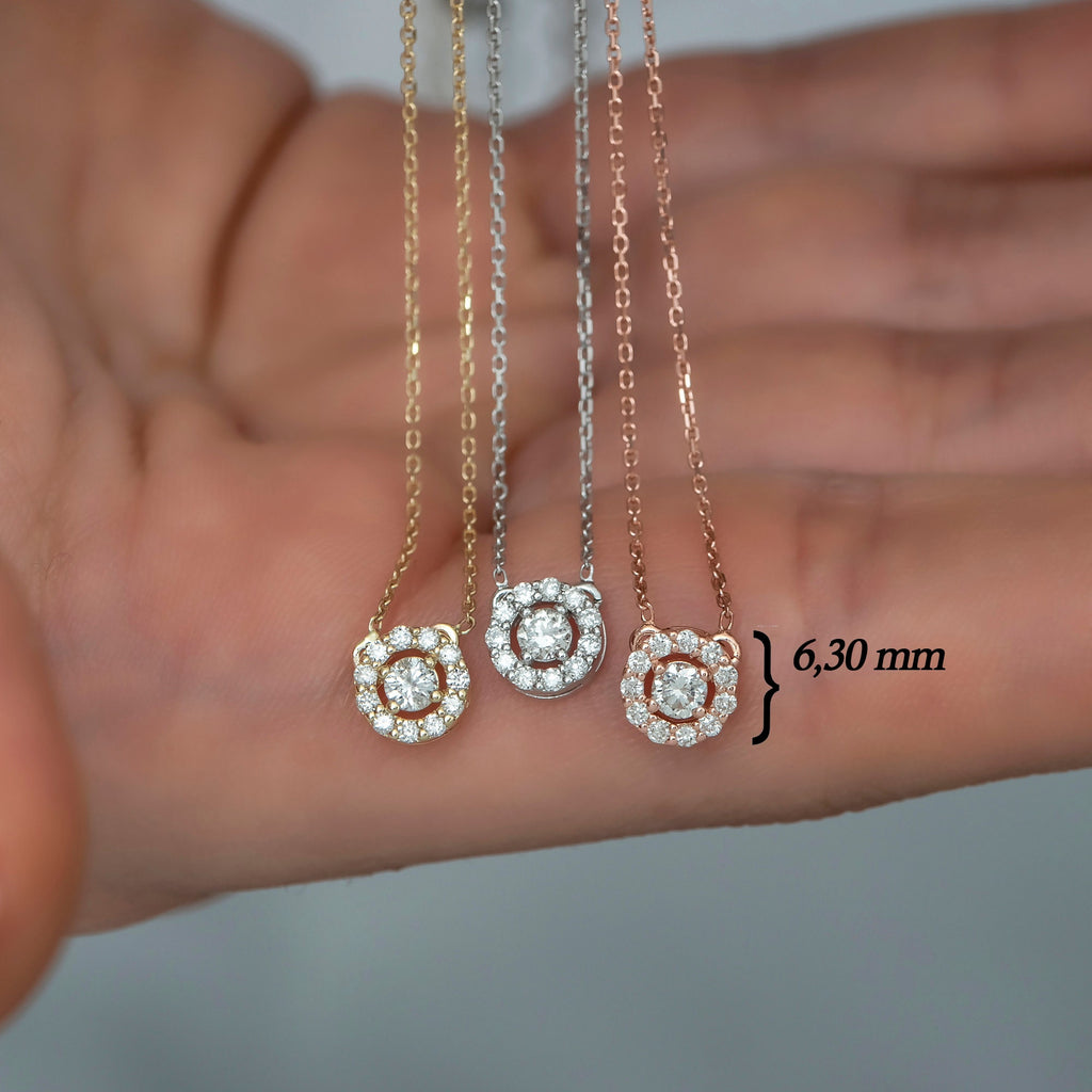 14K Gold Diamond Halo Pendant — Liora