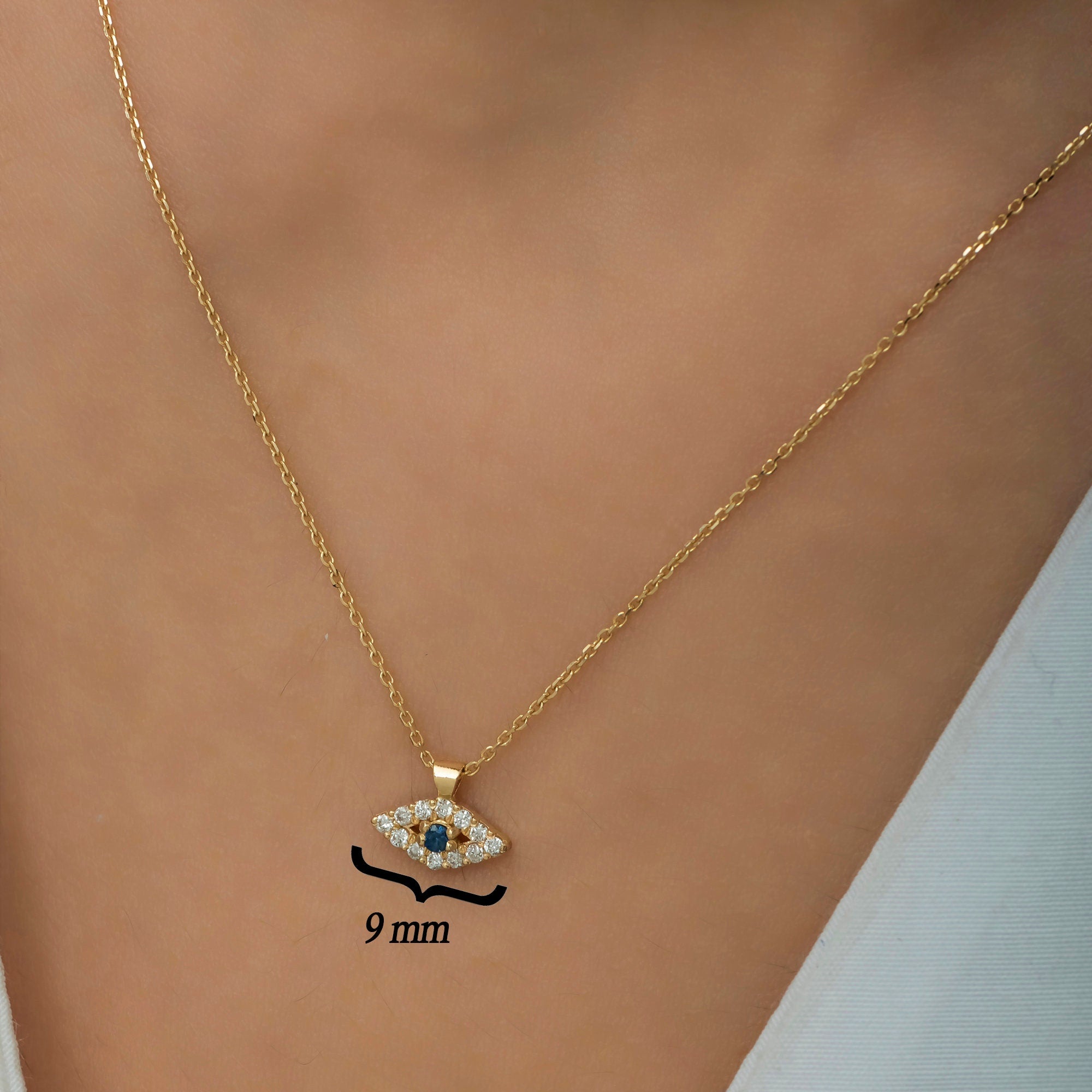 14K Gold Diamond Evil Eye Necklace – Sentinel