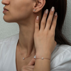 14K Gold Diamond Halo Bracelet — Liora