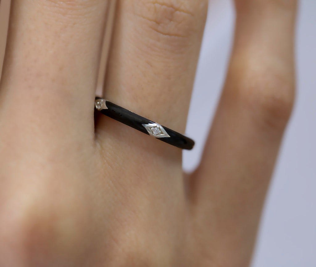 14K Gold Colorful Diamond Enamel Ring – Solenne