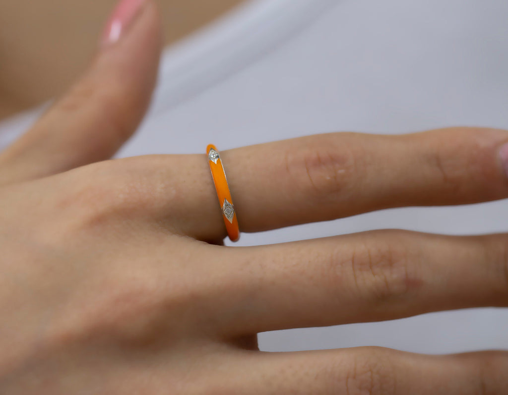 14K Gold Colorful Diamond Enamel Ring – Solenne