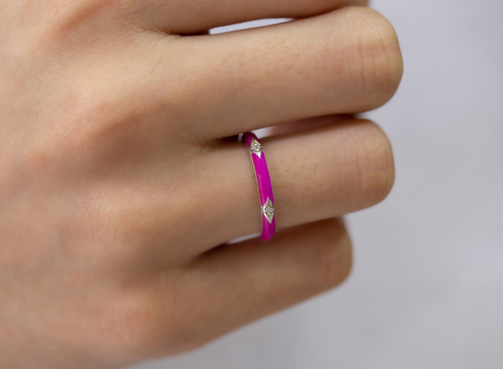 14K Gold Colorful Diamond Enamel Ring – Solenne