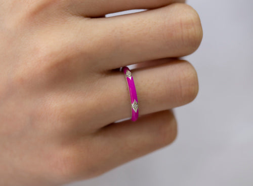 14K Gold Colorful Diamond Enamel Ring – Solenne