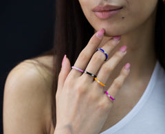 14K Gold Colorful Diamond Enamel Ring – Solenne