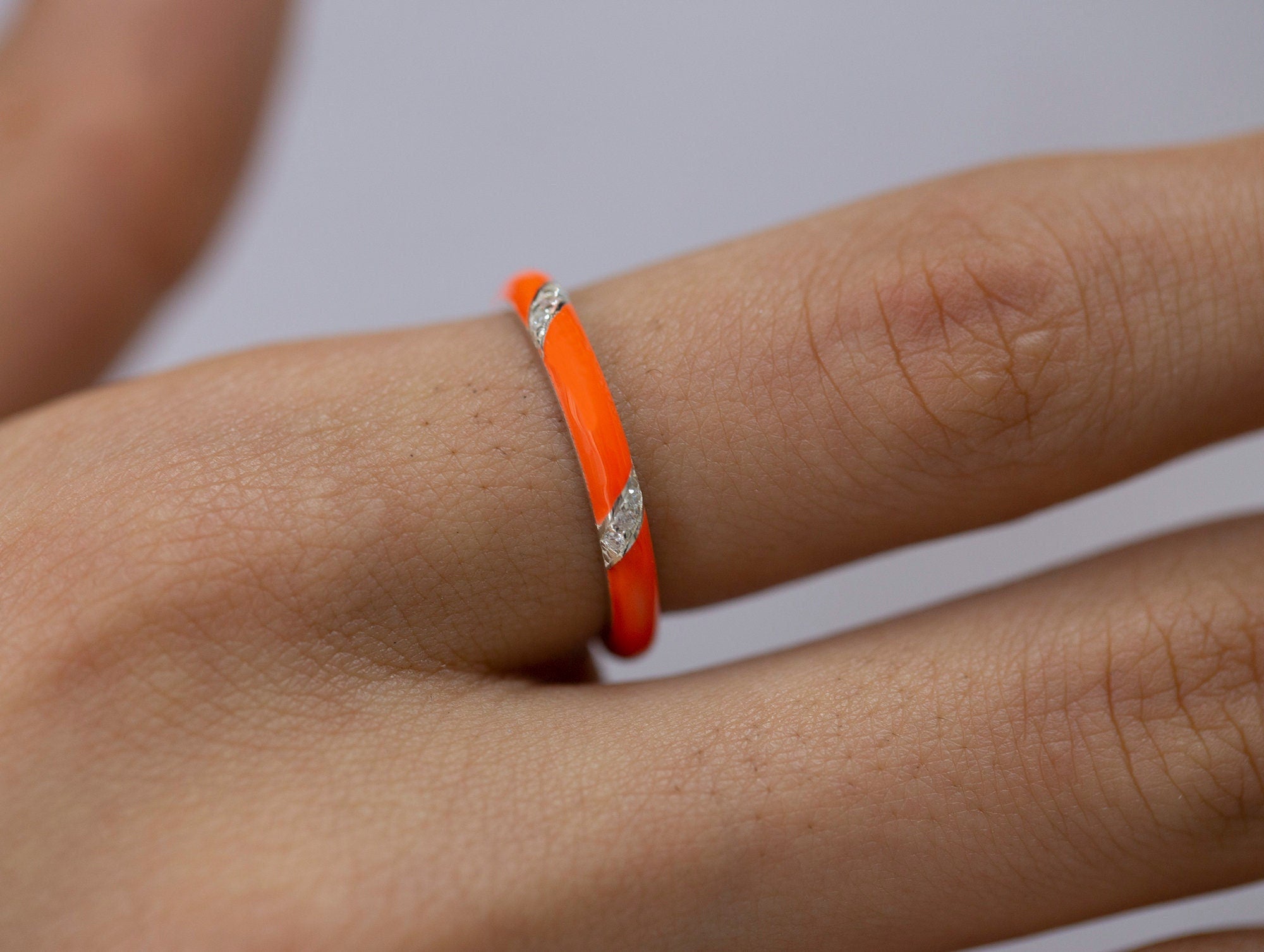 14K Gold Diamond Enamel Ring – Colvera