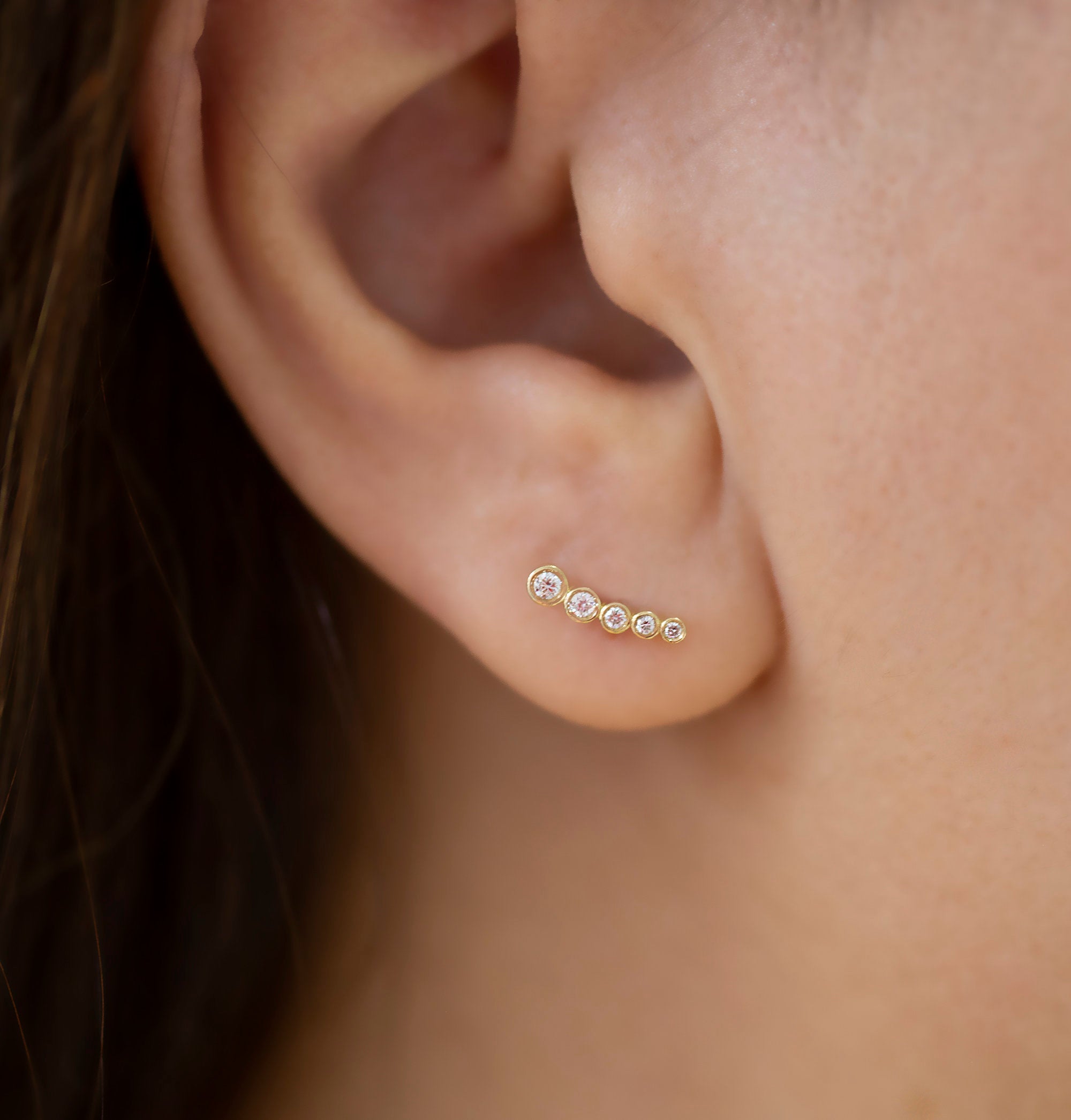 14K Gold Diamond Dainty Stud Earrings – Radiant