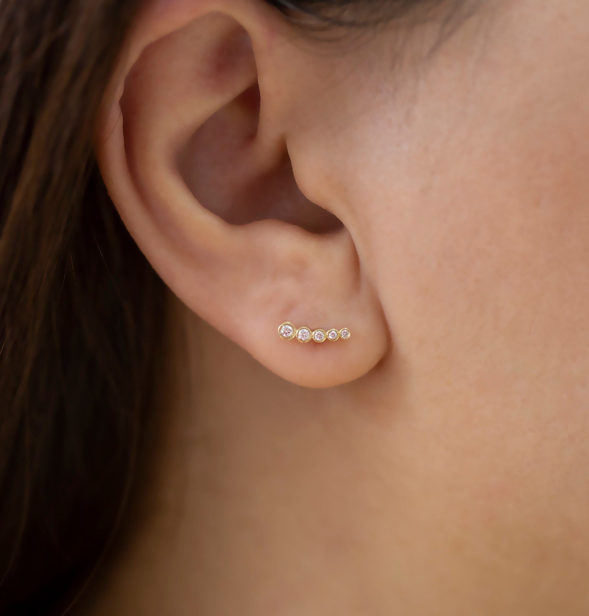 14K Gold Diamond Dainty Stud Earrings – Radiant