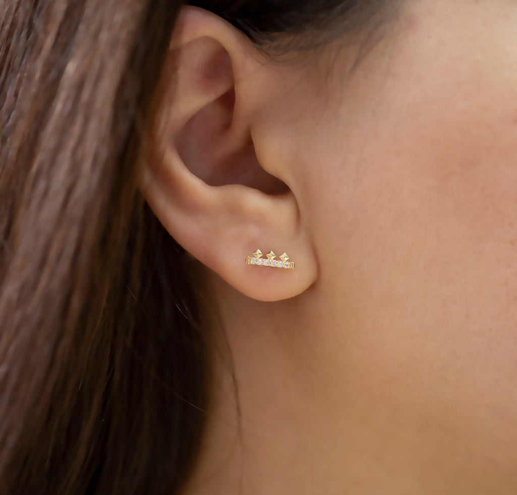 14K Gold Diamond Square Stud Earrings – Lumen II