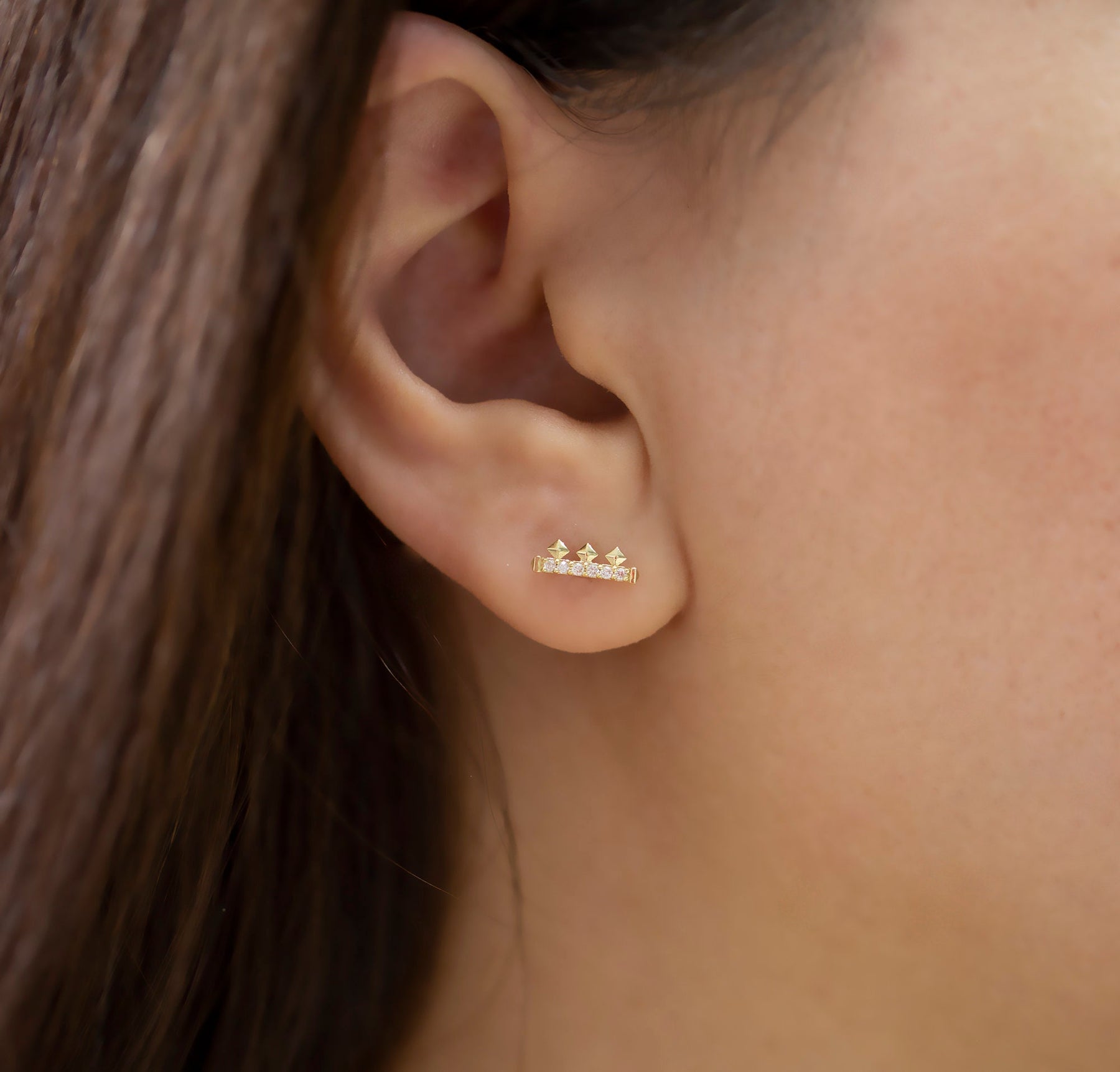 14 Ayar Altın Pırlanta Kare Küpe – Lumen II