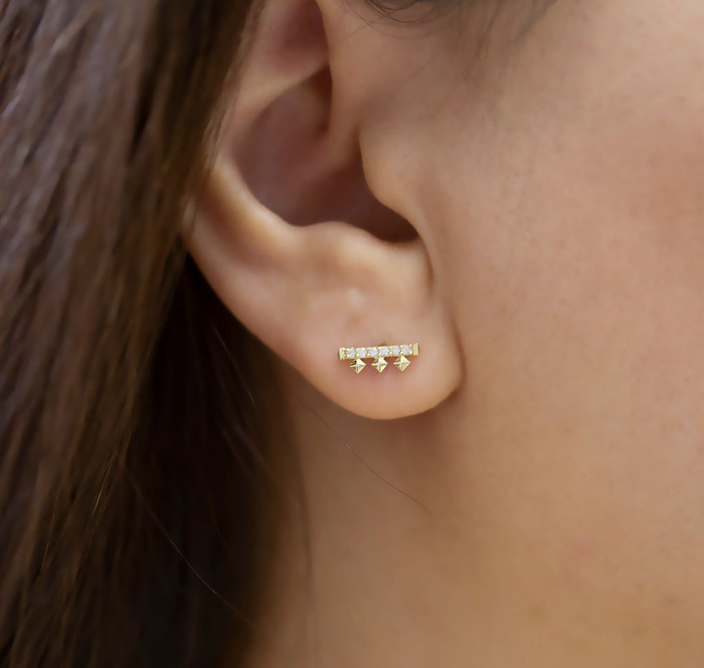 14K Gold Diamond Square Stud Earrings – Lumen II