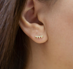 14K Gold Diamond Square Stud Earrings – Lumen II