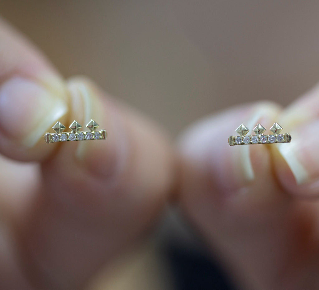 14K Gold Diamond Square Stud Earrings – Lumen II