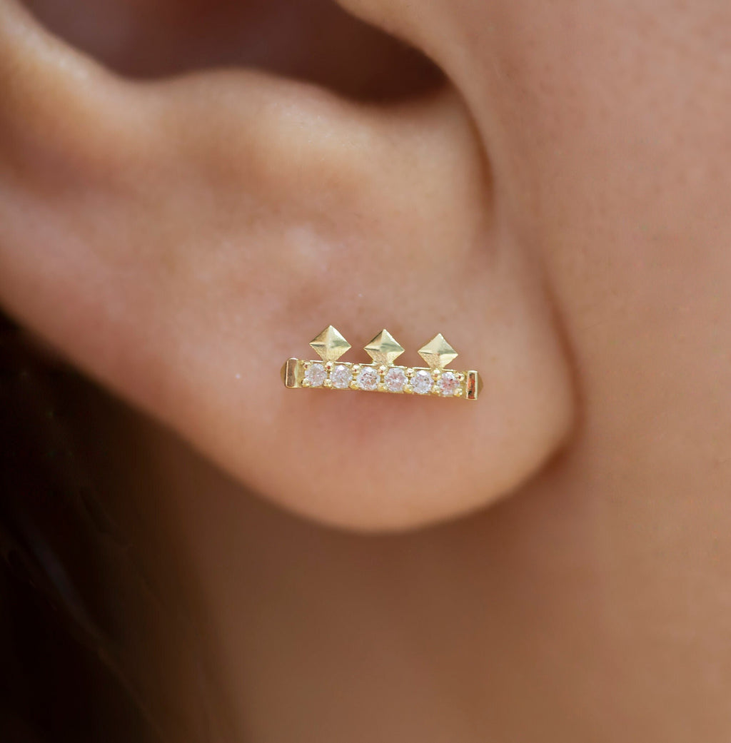 14K Gold Diamond Square Stud Earrings – Lumen II