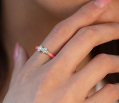 14K Gold Pink Enamel Diamond Ring – Rosavel