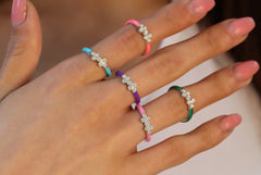 14K Gold Pink Enamel Diamond Ring – Rosavel