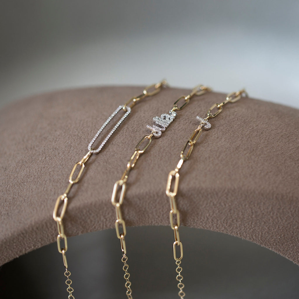 14K Gold Diamond Paperclip Bracelet – Norelle