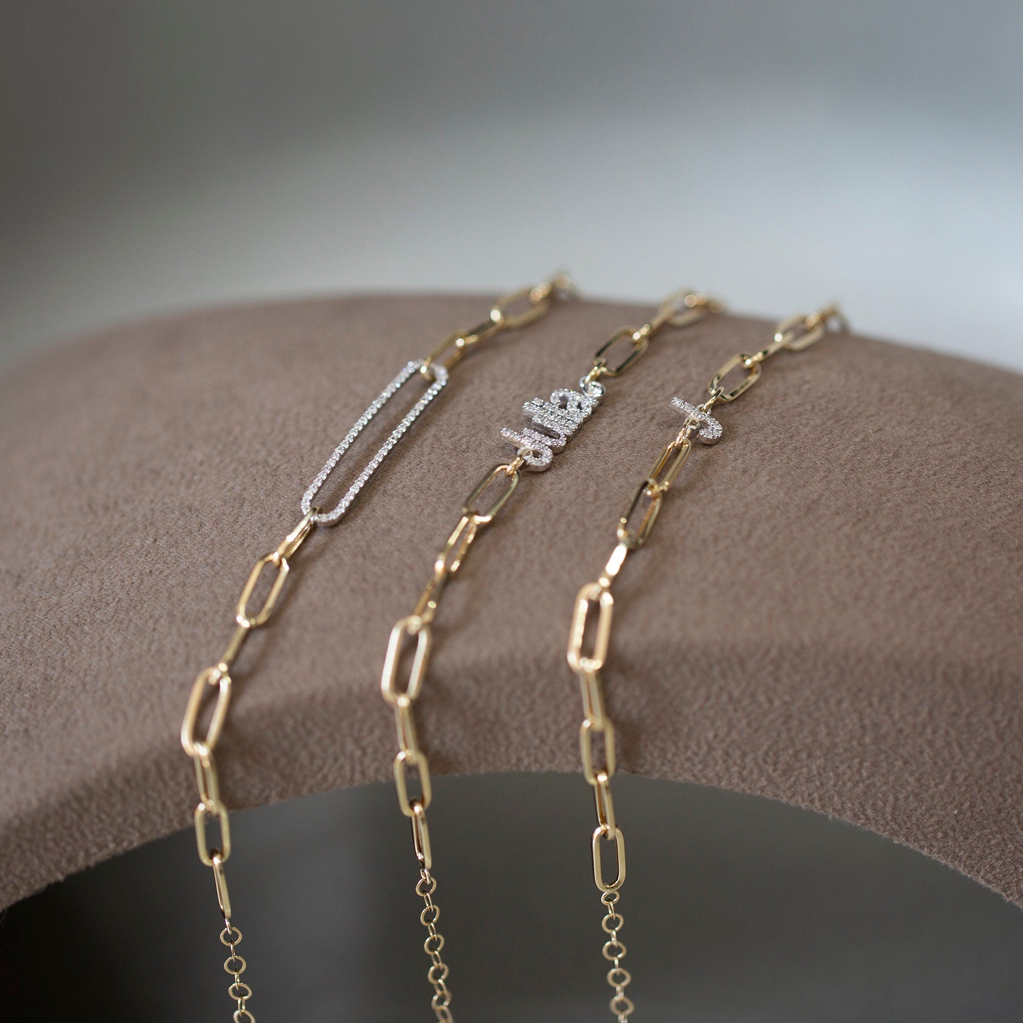 14K Gold Diamond Paperclip Bracelet – Norelle