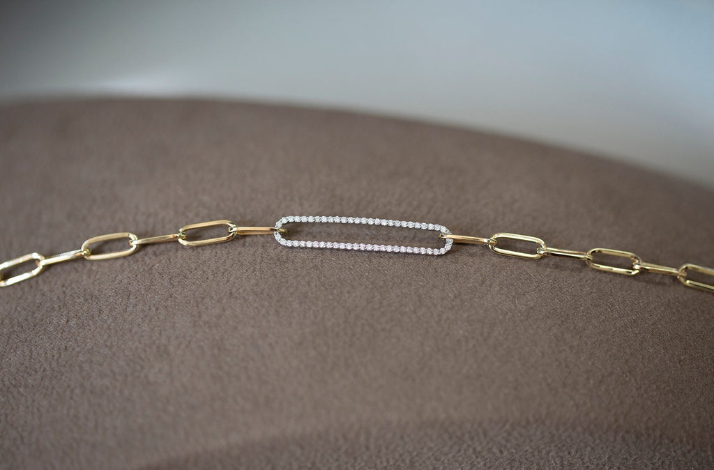 14K Gold Diamond Paperclip Bracelet – Norelle