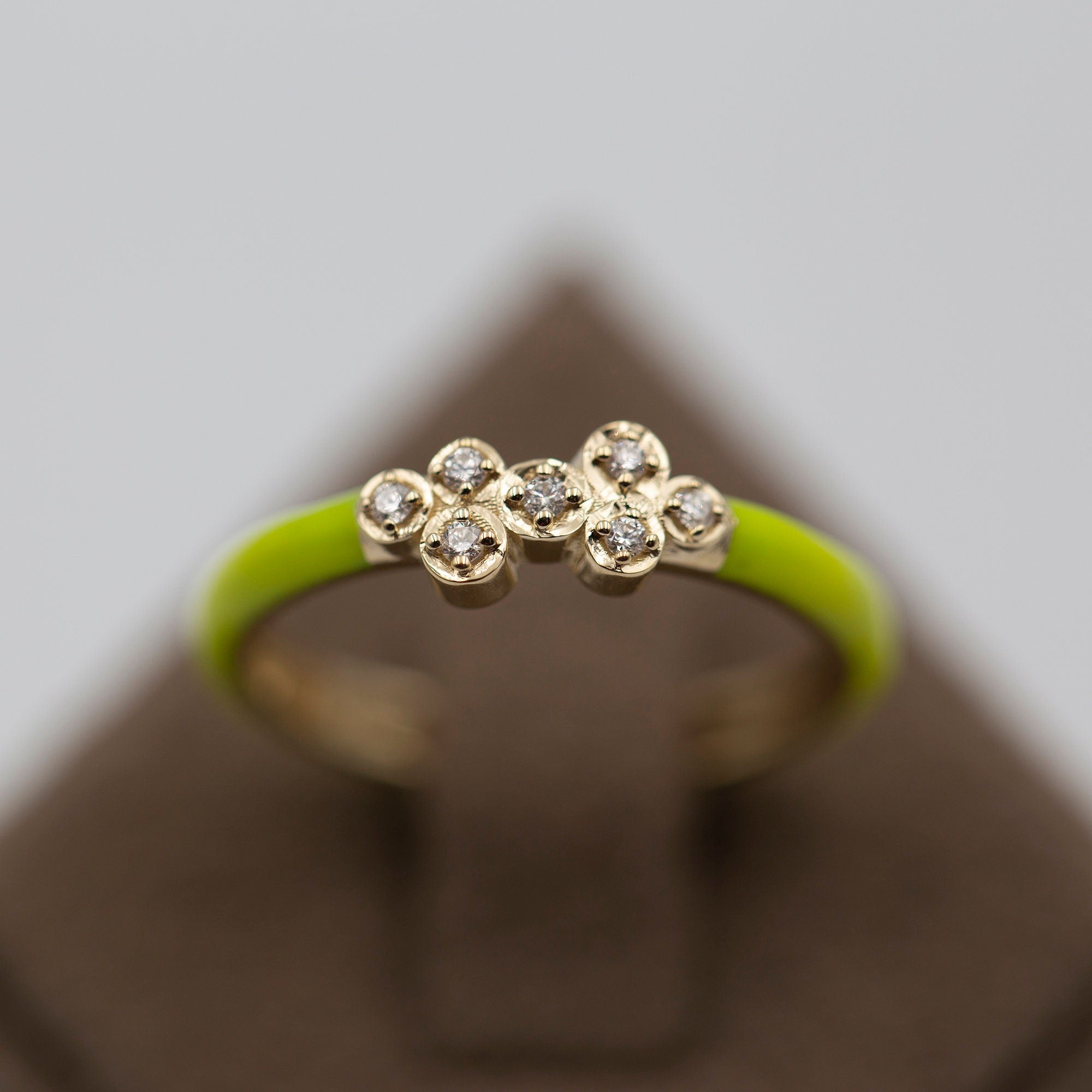 14K Gold Pink Enamel Diamond Ring – Rosavel