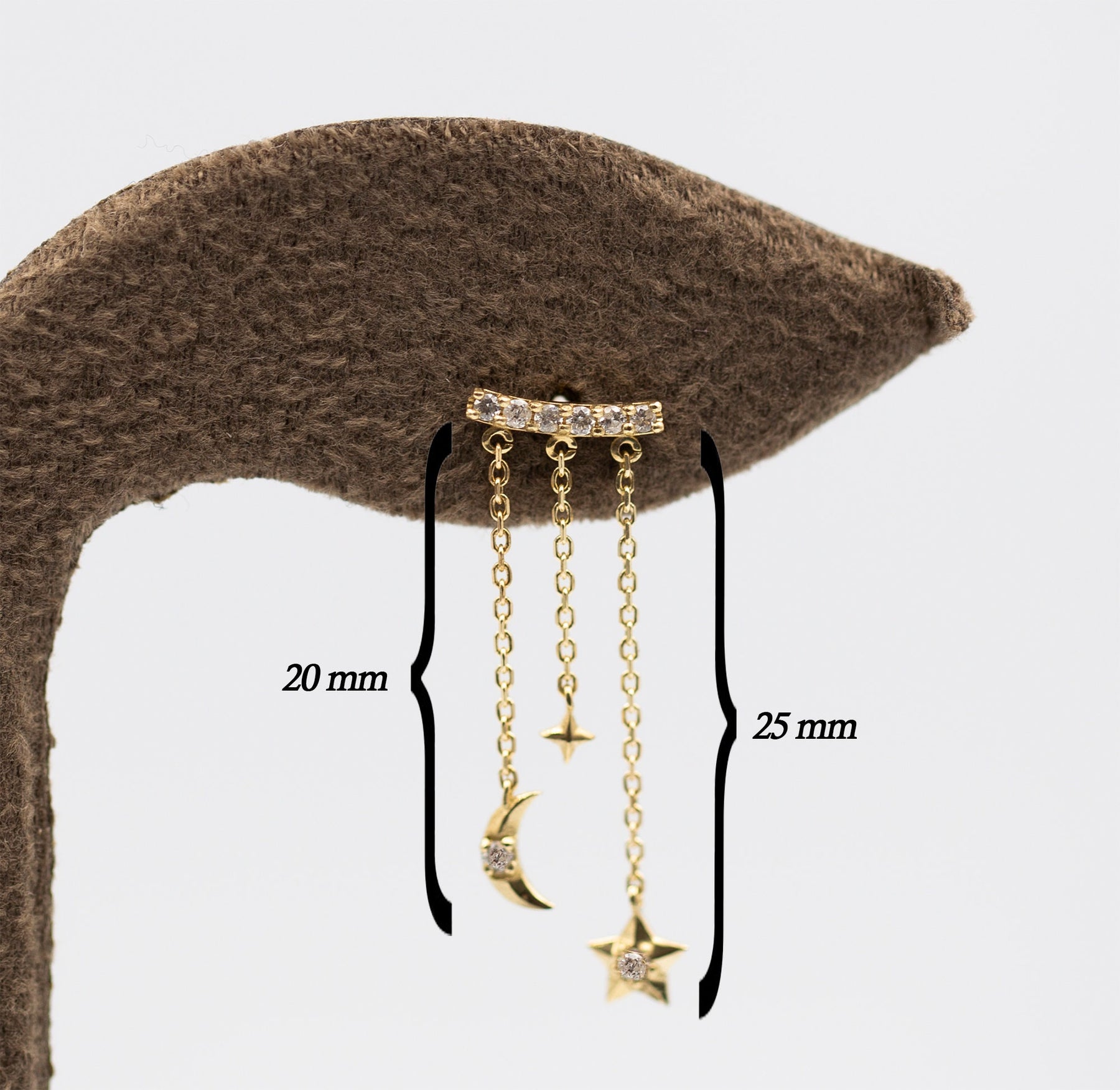 14K Gold Diamond Moon & Star Drop Earrings – Celestia