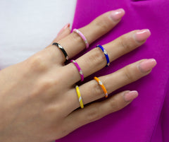 14K Gold Colorful Diamond Enamel Ring – Solenne