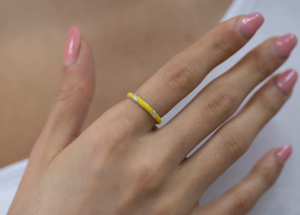 14K Gold Diamond Enamel Ring – Colvera