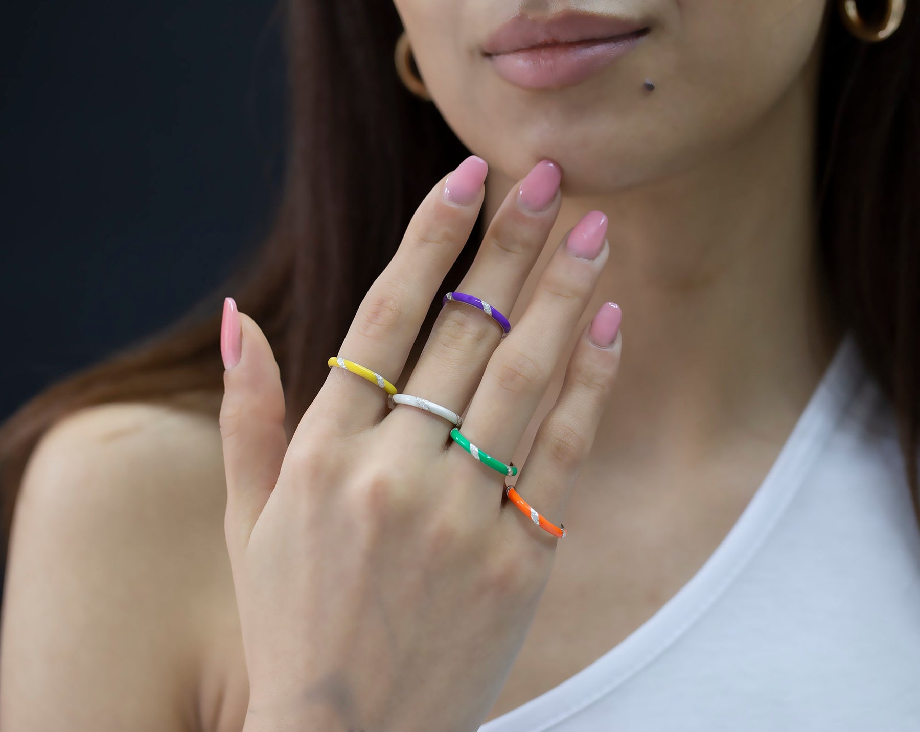 14K Gold Diamond Enamel Ring – Colvera