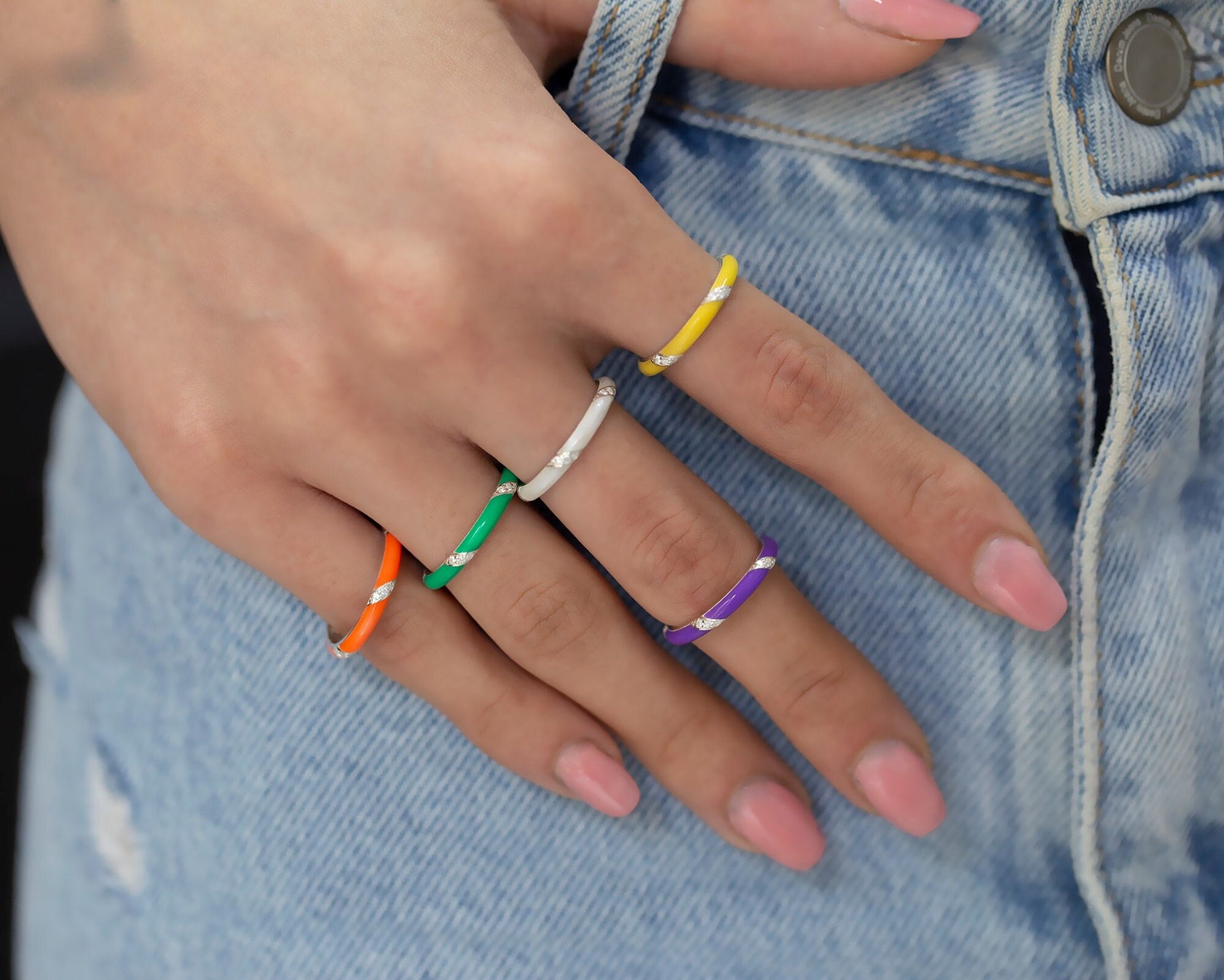 14K Gold Diamond Enamel Ring – Colvera