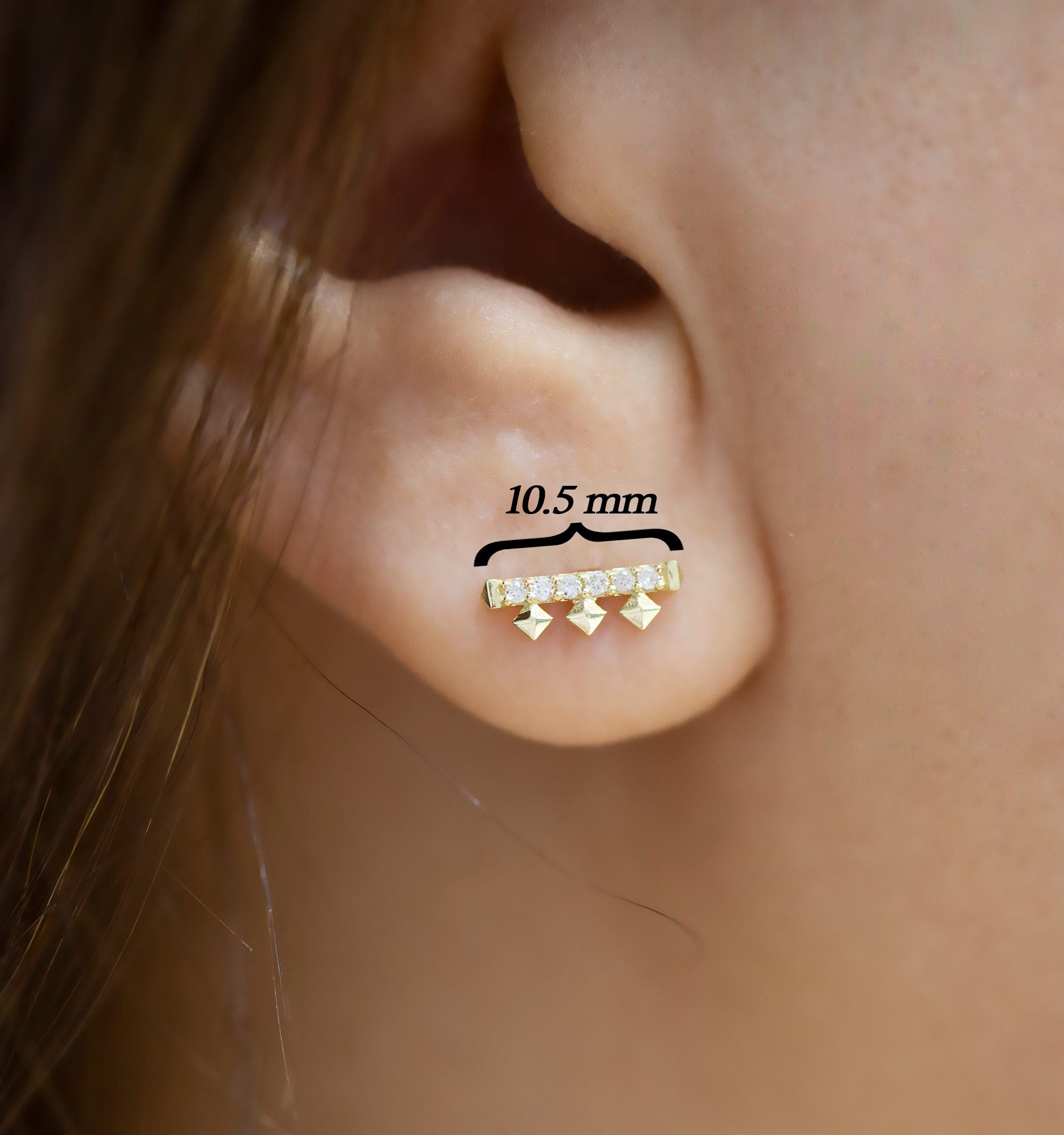 14K Gold Diamond Square Stud Earrings – Lumen II