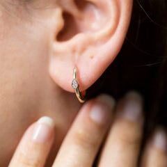 14K Gold Drop-Cut Diamond Hoop Earrings – Vandara