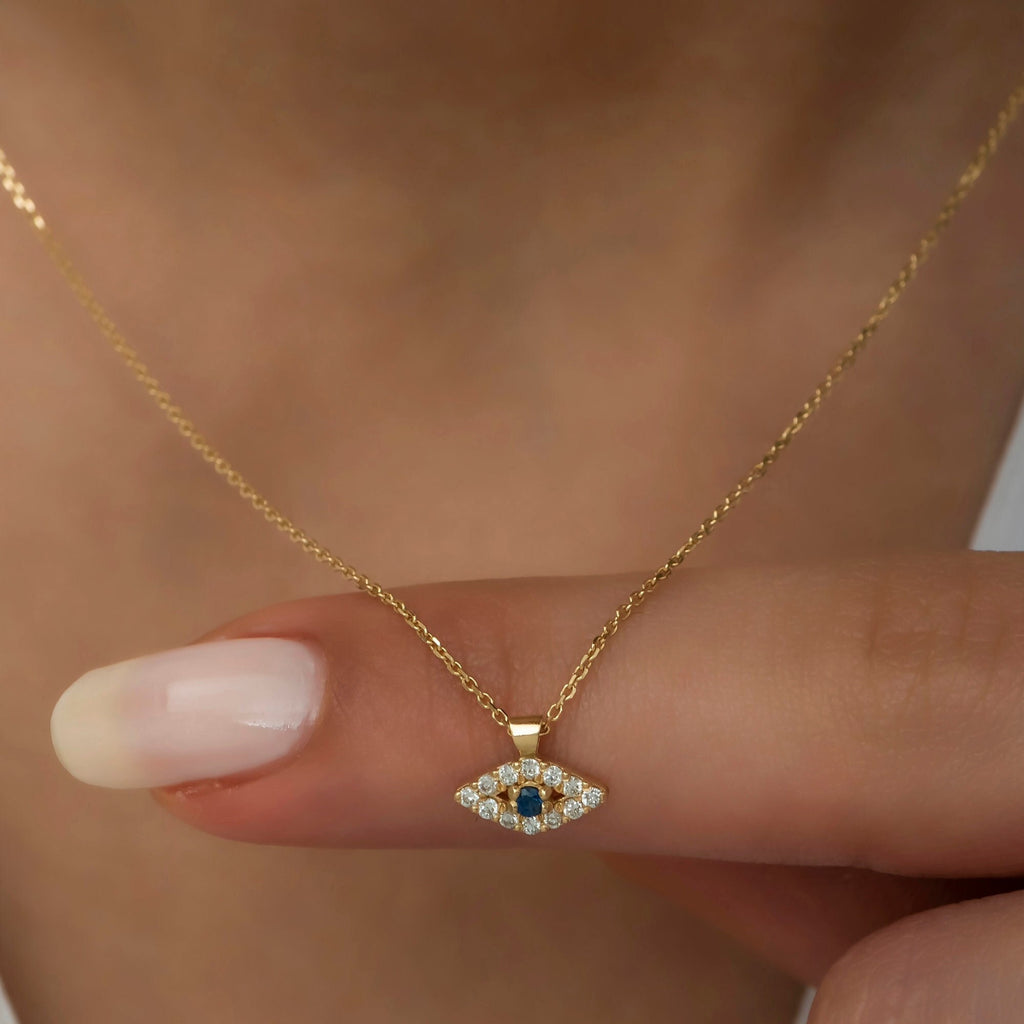 14K Gold Diamond Evil Eye Necklace – Sentinel