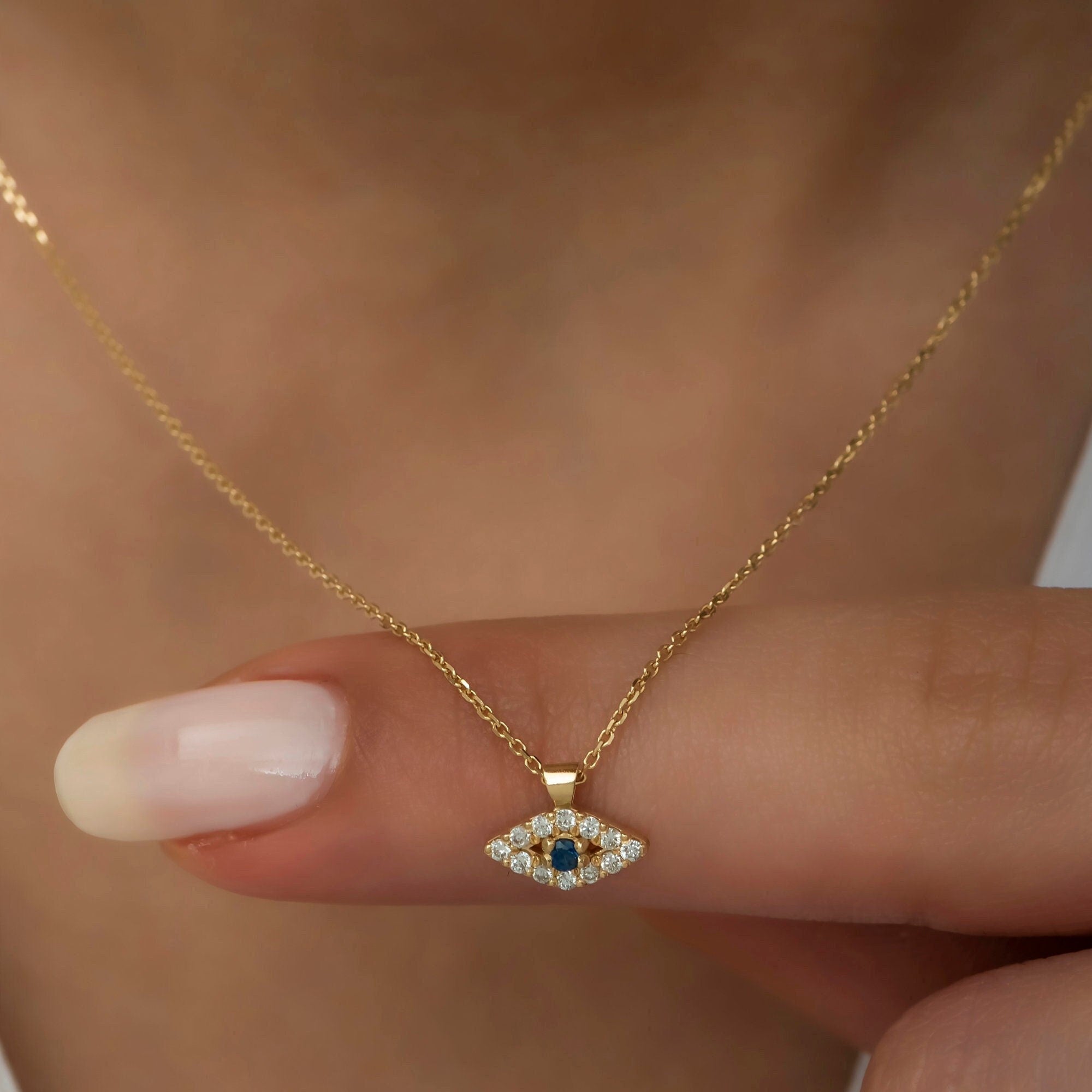 14K Gold Diamond Evil Eye Necklace – Sentinel