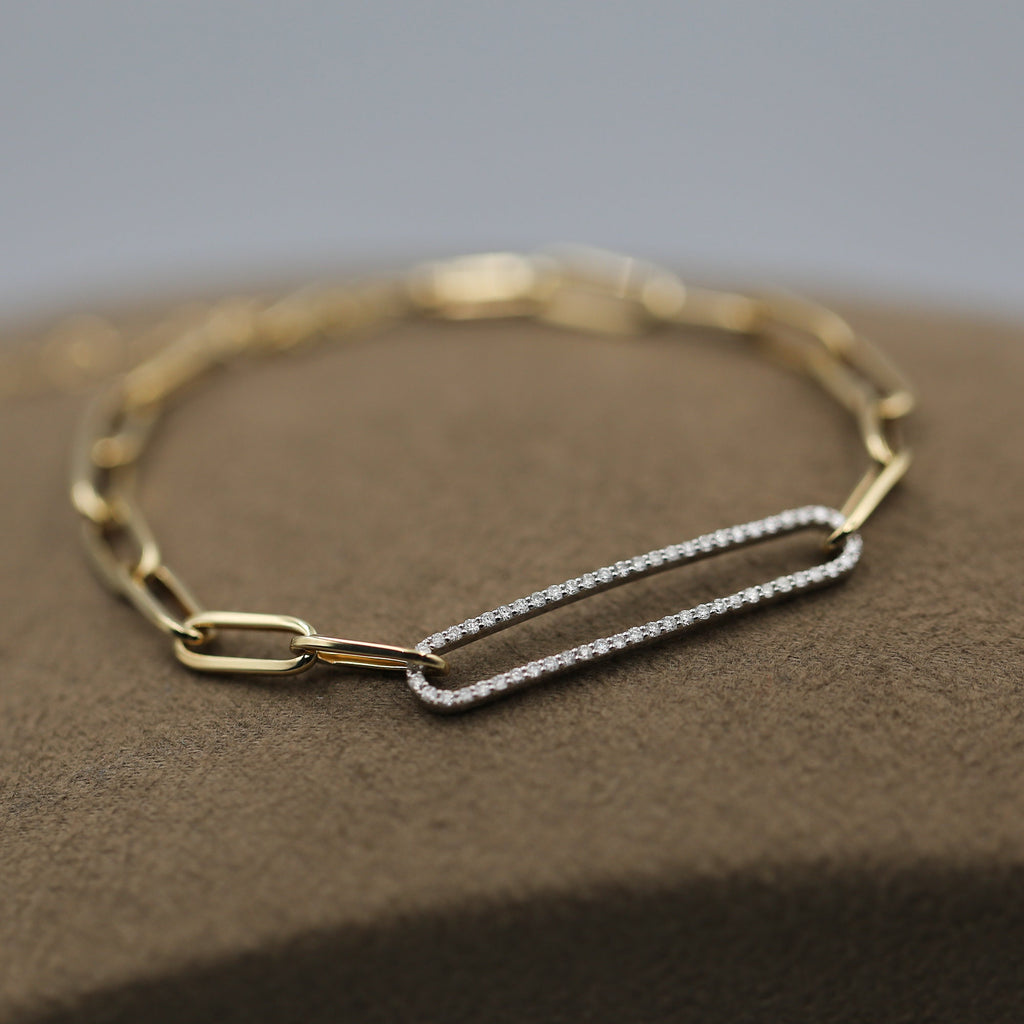 14K Gold Diamond Paperclip Bracelet – Norelle