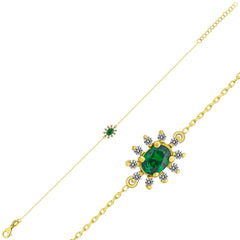14K Gold Emerald & Diamond Oval Bracelet – Astra