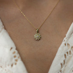 14K Gold Diamond Swirl Flower Necklace –  Eterna