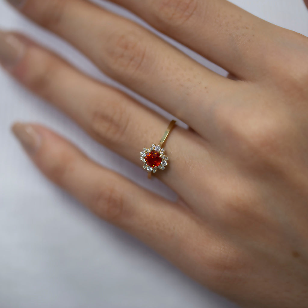 14K Gold Orange Sapphire & Diamond Ring — Seravine