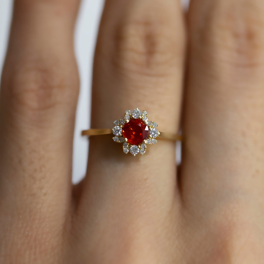 14K Gold Orange Sapphire & Diamond Ring — Seravine