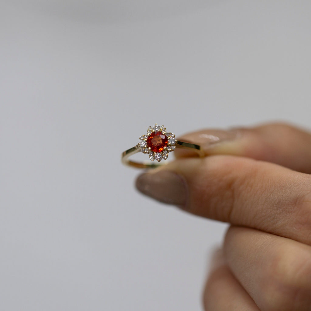 14K Gold Orange Sapphire & Diamond Ring — Seravine
