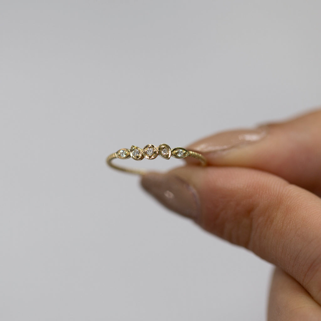 14K Gold Twisted Diamond Stackable Ring — Elara