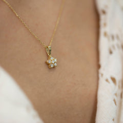 14K Gold Diamond Pavé Flower Necklace – Blossomé
