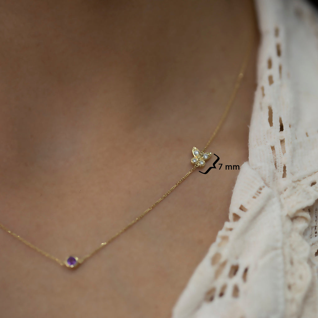 14K Gold Diamond Sideways Butterfly Necklace – Mariposa