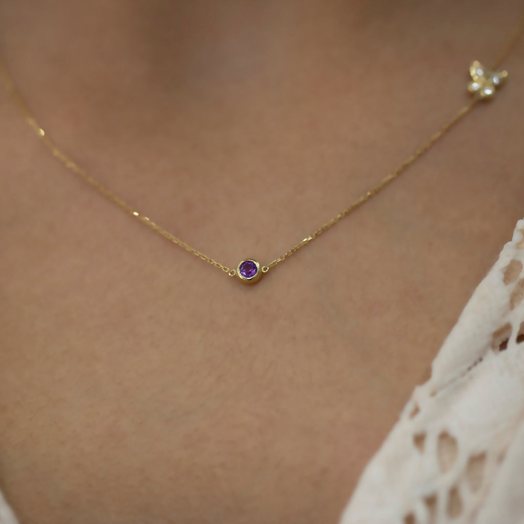 14K Gold Diamond Sideways Butterfly Necklace – Mariposa