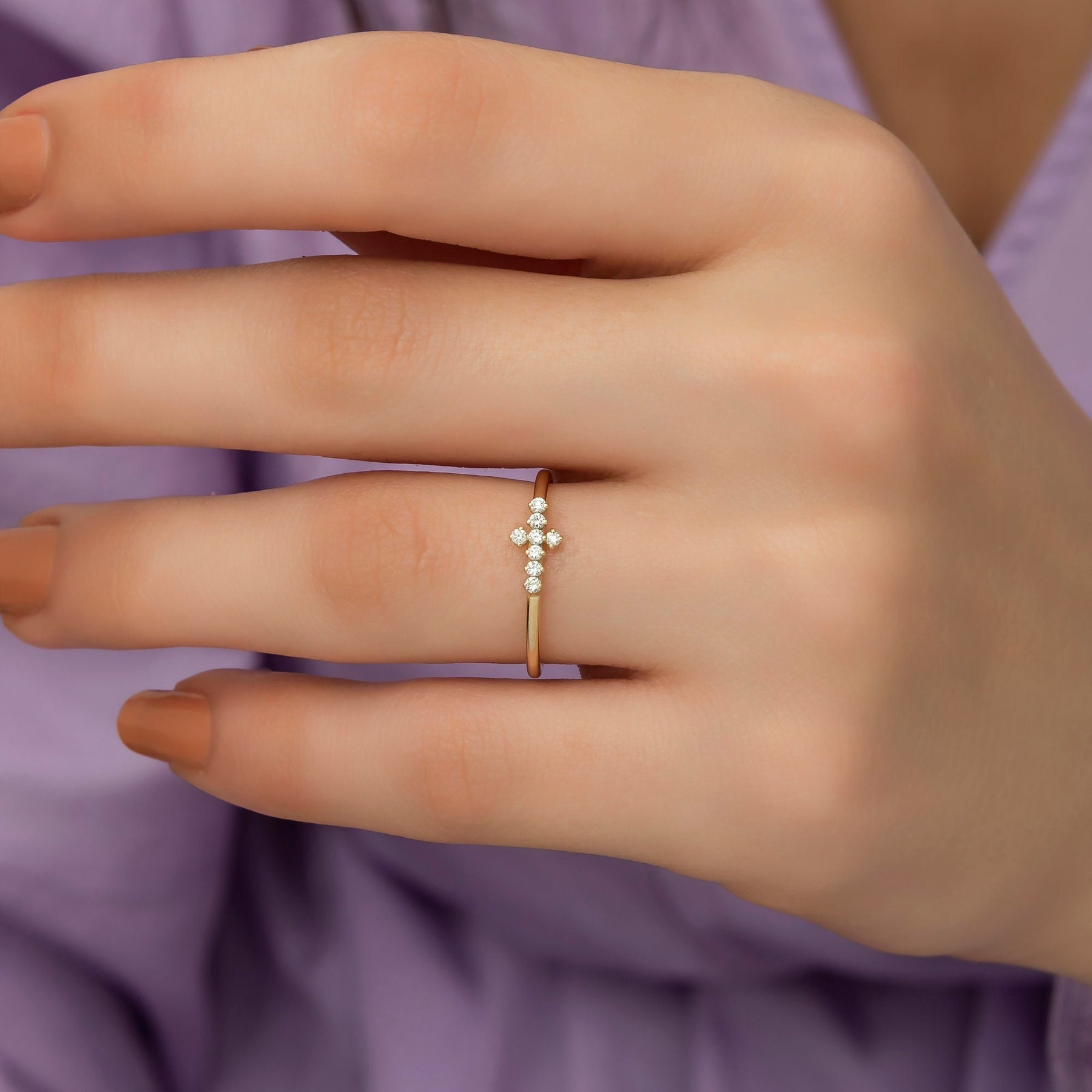 14K Gold Diamond Cross Ring – Valenne