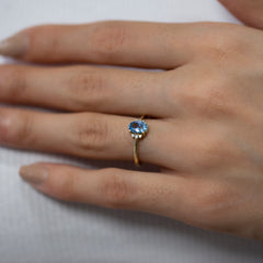 14K Gold Oval Aquamarine & Diamond Ring — Verona
