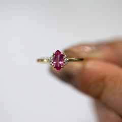 14K Gold Marquise Pink Sapphire & Diamond Ring — Delora