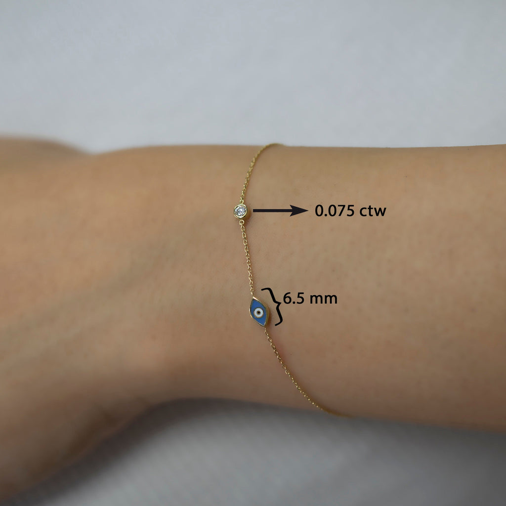 14K Gold Blue Evil Eye Diamond Bracelet – Morlea