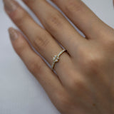 14K Gold Natural Diamond Clover Ring, Elegant Minimalist Four-Leaf Clover Design, Dainty Diamond Promise Ring for Women, Lucky Jewelry Gift